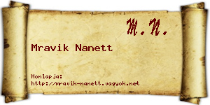 Mravik Nanett névjegykártya